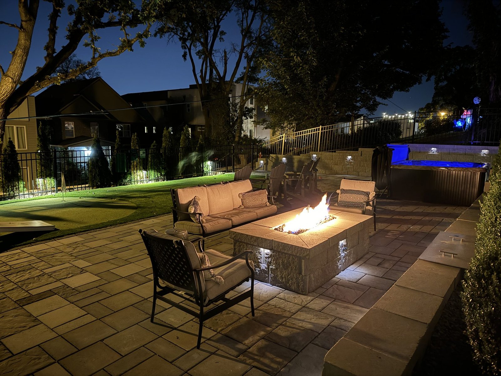 Outdoor fire pit at Sylvan Park House, Nashville